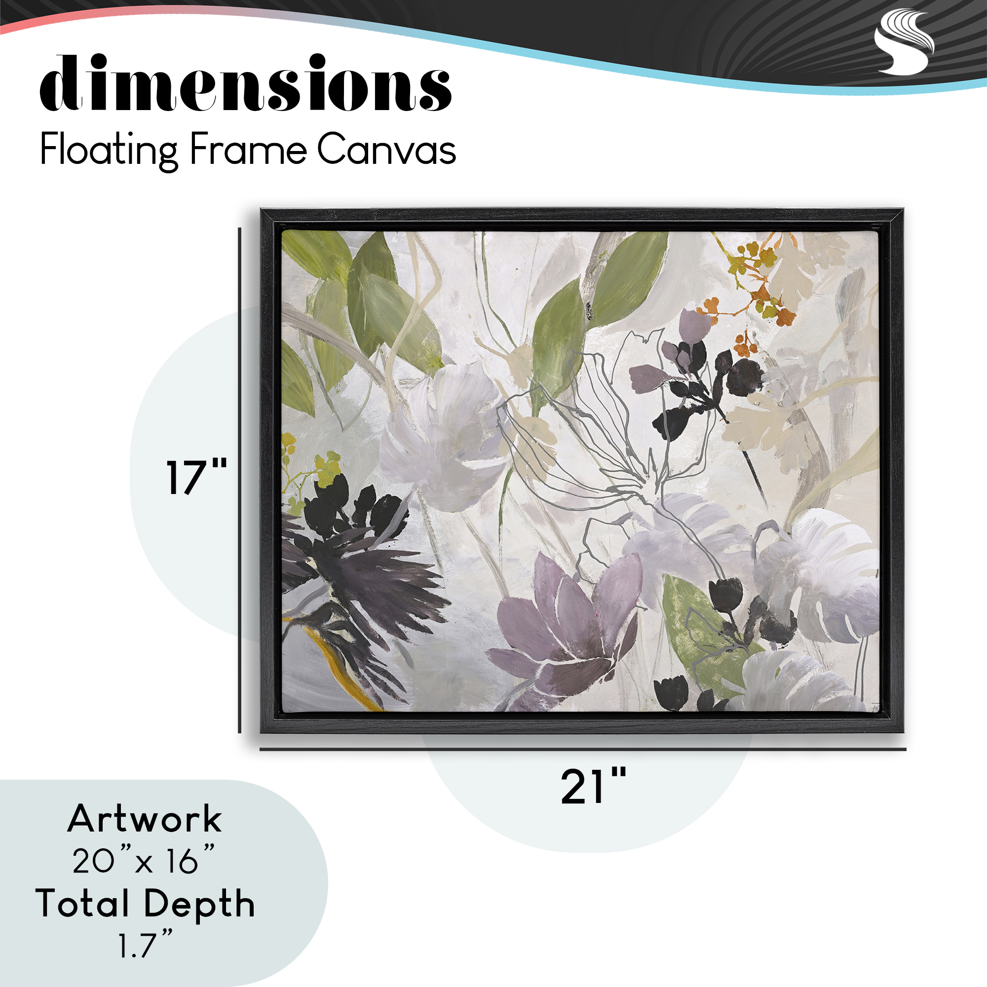 Soft Spring Organic Flora Black Framed Floater Canvas Wall Art, design by Design Fabrikken