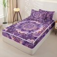 thumbnail image 2 of jejeloiu Purple Mandala Zipper Twin Comforter Sets with Fitted Sheet and 2 Pillowcases For Men Women,Intricate Pattern Zipper Bedding Set,Lavender Gold,Black Reversible,4 Pieces, 2 of 7