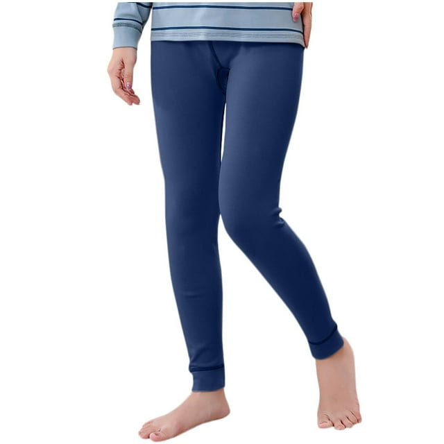 Kids Solid Color Warm Leg Binding Elastic Waist Long Pants Medium and Large Comfortable Leggings