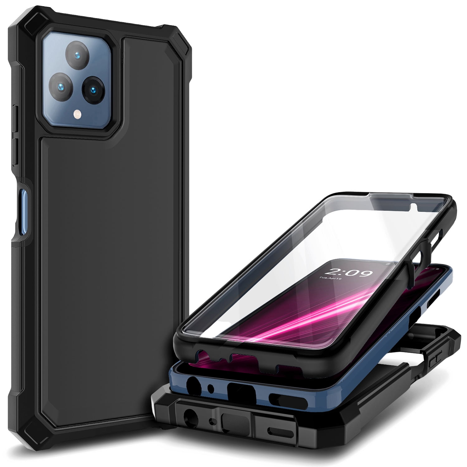 Full Body Protection Phone Case XPM For T-Mobile Revvl 8 Pro Phone Case, Tough Lined Design Hybrid Shockproof Protective Rugged TPU Hard PC With Durable Grip Cover For Revvl 8 PRO (Gray