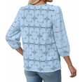 thumbnail image 6 of Paiwinds Women's 3/4 Sleeve Lace Pullover Top Casual Hollow Out Blouse Soft Polyester Spandex Solid Color, 6 of 8
