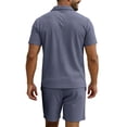 thumbnail image 5 of hotojiny Men's 2 Pieces Sets Tracksuit Summer Casual Outfits Short Sleeve Quarter Zip Shirt Breathable Beach Shorts Sweatsuit(Navy,X-Large), 5 of 5