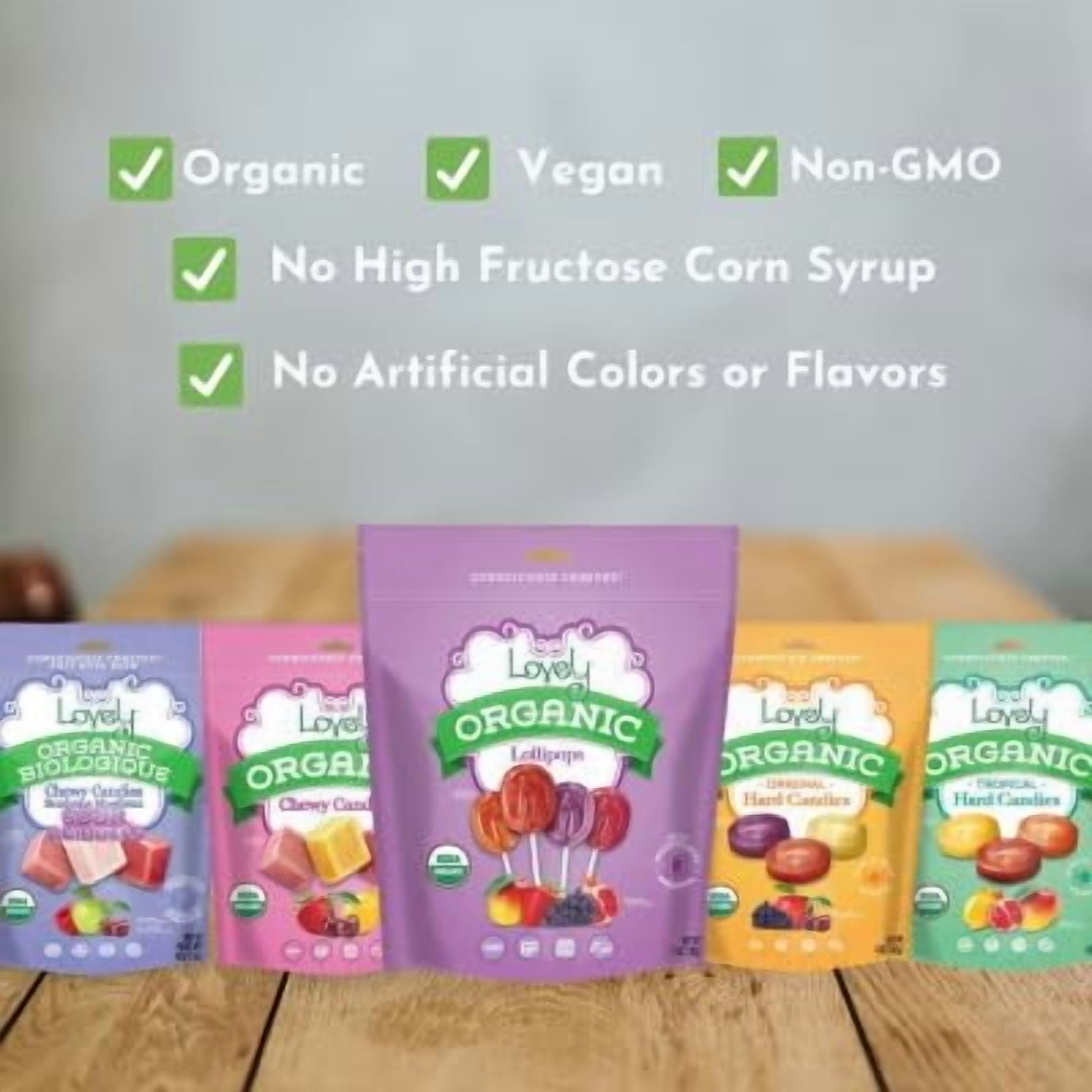 Lovely Candy Co. Organic Sour Chewy Candies 5oz Bag (12-pack) | Natural Raspberry, Apple & Cherry Flavors | Vegan, Gluten Free, Non-GMO, No Artificial Ingredients, Individually Wrapped