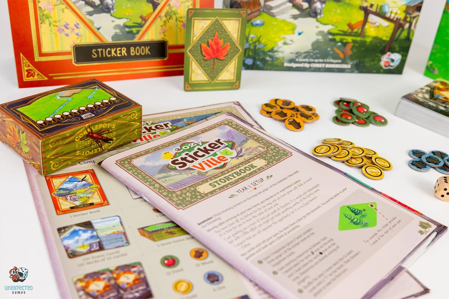 Cozy Stickerville Family Strategy Board Game for Ages 8+, from Asmodee