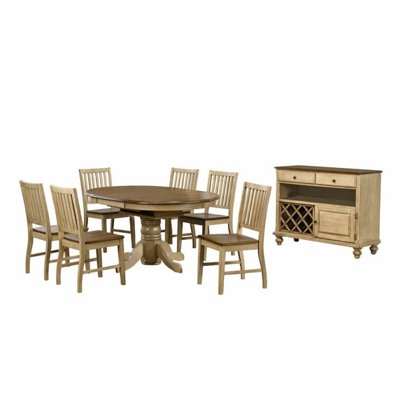 Sunset Trading Brook 8-Piece 42 - 60" Extendable Wood Dining Set in Cream