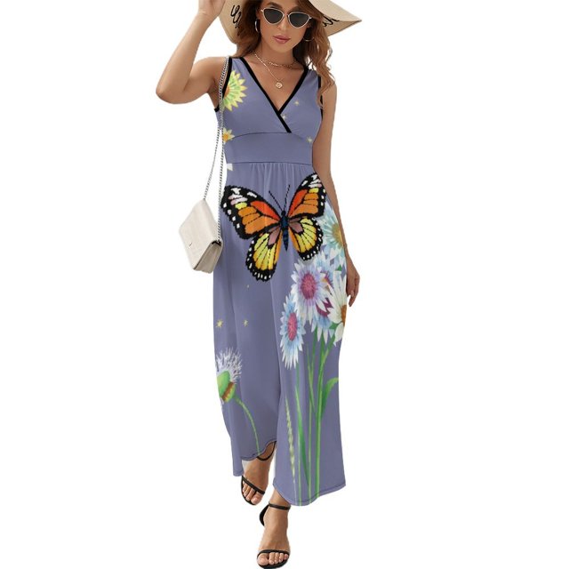 Watercolor Dandelion Vestido Sin Mangas Vestidos Para Mujer, Vestido Suelto De Verano 2025