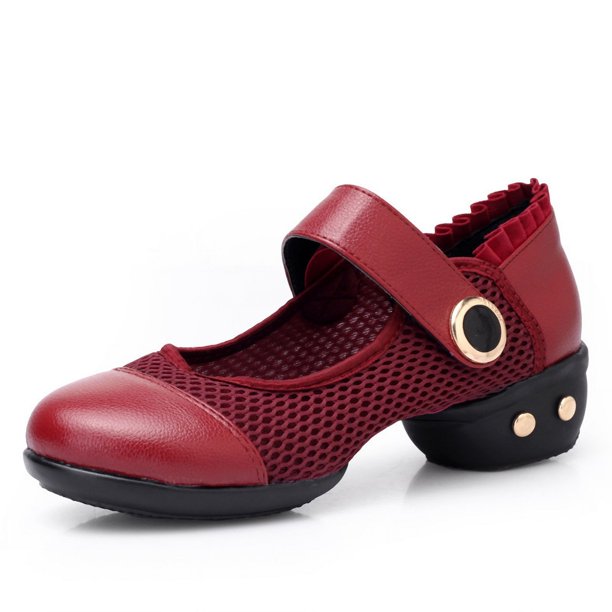 Nuevos zapatos de baile de malla para mujer, niñas, señoras, salón de baile latino, zapatos de baile modernos para práctica de Salsa, punta cerrada, suela de goma suave