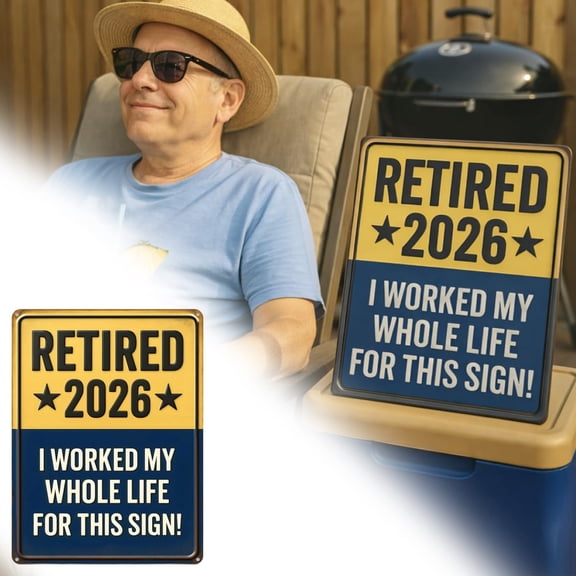 HonestMatter Retired 2026 Sign Happy Retirement Sign Retirement Gifts for Men 2026 Funny Aluminum Wall Decor for Coworkers 11.8x7.9in Metal