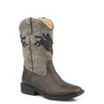 thumbnail image 2 of Roper Kids Boys Brown/Green Faux Leather Buckin Bronc Cowboy Boots 12, 2 of 2