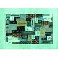 thumbnail image 1 of Ahgly Company Indoor Rectangle Abstract Turquoise Blue Contemporary Area Rugs, 2' x 4', 1 of 4