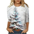 thumbnail image 2 of Holiday Gifts! Titcea Christmas Shirts for Women 3/4 Sleeve Round Neck Glitter Xmas Tree Print Pullover Christmas Sweaters 2024 Fashion Casual Tops, 2 of 5