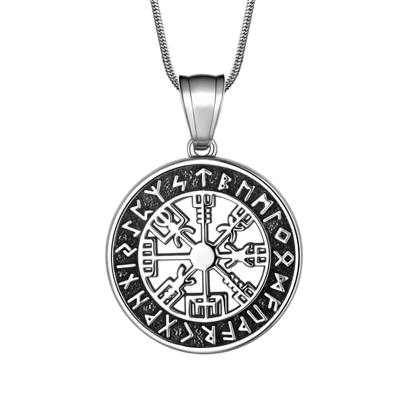 Jewmon Vegvisir Viking Compass Necklace for Men Stainless Steel Norse Runes Pendant Protection Amulet Viking Jewelry