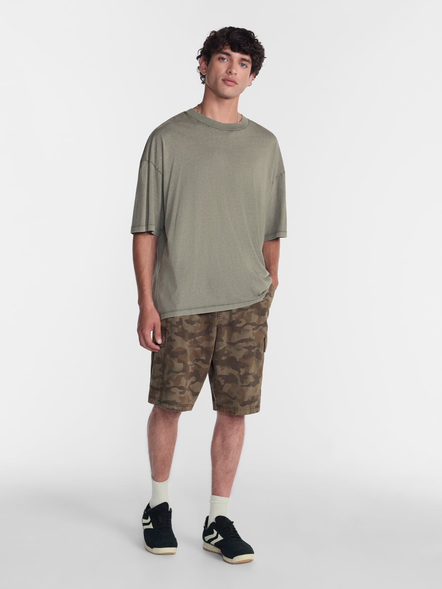 No Boundaries Baggy Fit Twill Cargo Shorts, 10" Inseam, Men's Sizes XS-5XB