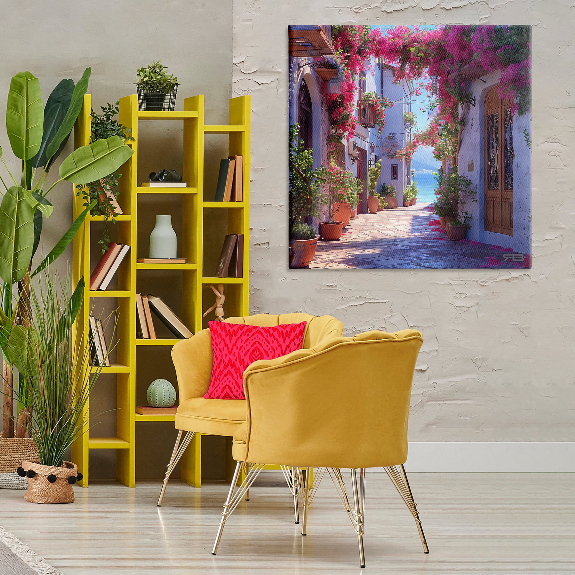 Stupell Industries Cobblestone Lane in Town Buildings & Architecture Painting Wrapped Canvas Art Print Wall Art, 36 x 36