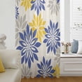 thumbnail image 5 of Geometric Flower Sheer Curtains 63 Inches Long, Vintage Country Floral Blue Yellow on Linen Light Filering Curtains, Breathable Simi Curtain Privacy Drapes for Living Room Bedroom Window Treatment, 5 of 9