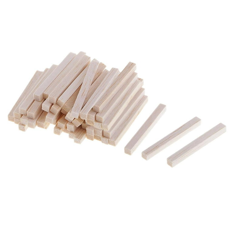 Natural Blank Unfinished Balsa Wood Wooden Sticks Dowel Rods Wood Sheets  for DIY 50 Pieces 50mm 