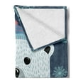 thumbnail image 2 of Polar Bear Soft Flannel Fleece Throw Blanket, Christmas Portrait of a Bear in Winter Snowflakes Noel Kids Cartoon, Cozy Plush for Indoor and Outdoor Use, 60" x 80", Dark Blue Multicolor, by Ambesonne, 2 of 5