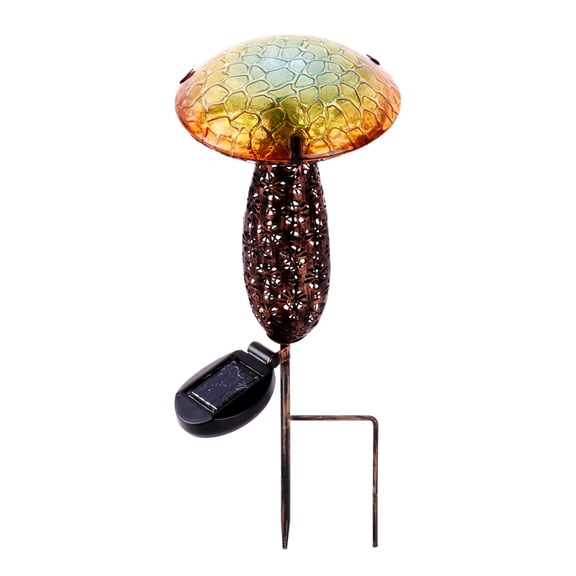 16.25" Yellow Decorative Solar Powered LED Mushroom Stake