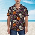 thumbnail image 2 of Pofeuu Halloween With Skull Print Hawaiian Shirt for Men Sleeves Casual Button Down Summer Beach Dress Shirts T-Shirts,XX-Large, 2 of 7