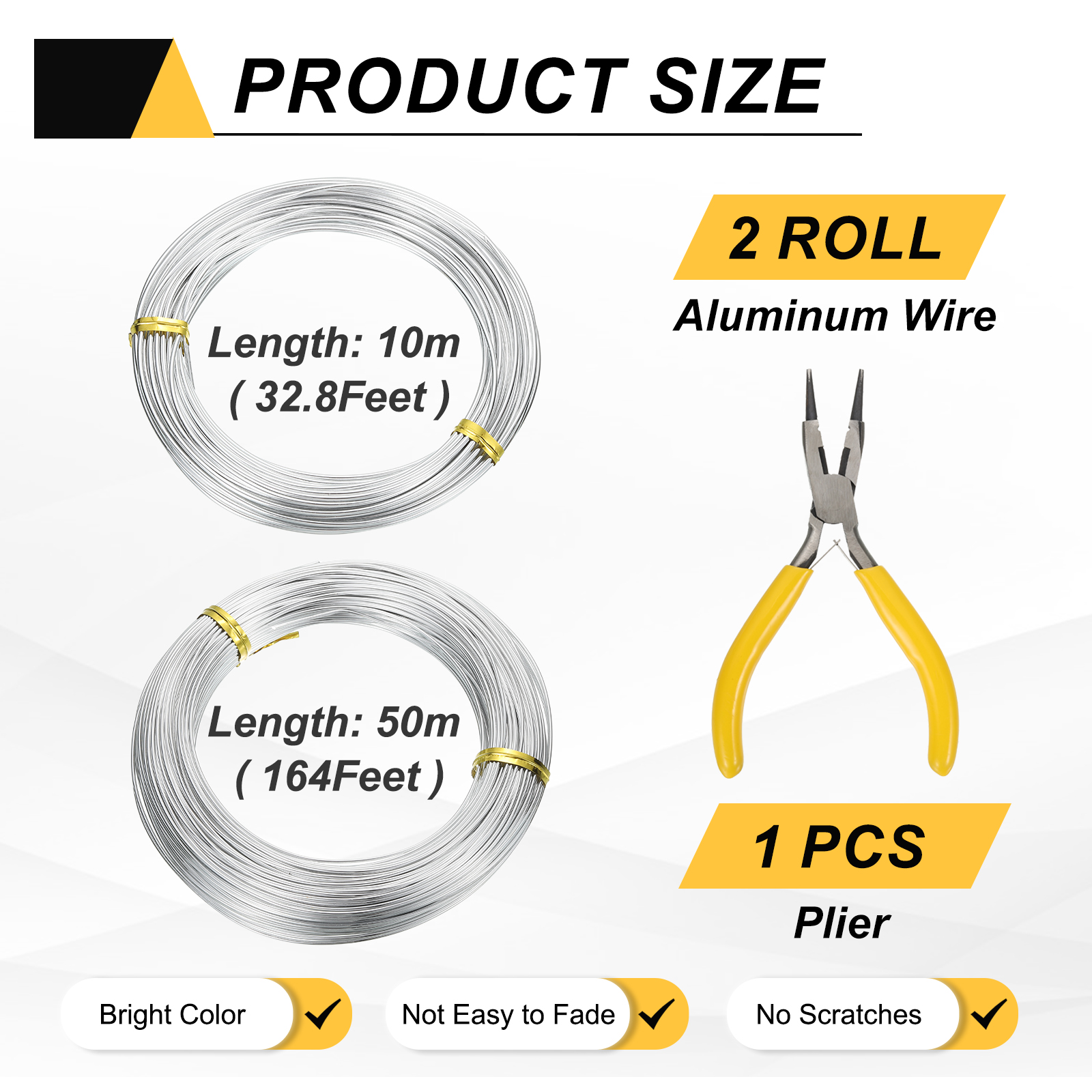 Uxcell 18 Gauge x 164ft / 15 Gauge x 32.8ft Aluminum Wire Bendable Metal Craft Armature Wire