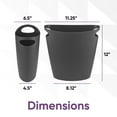 thumbnail image 2 of Superio Slim Bathroom Trash Can 2 Gallon Grey Plastic Small Compact Waste Basket for Bedroom, Dorm, Under Office Desk Dustbin, 2 of 5