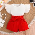 thumbnail image 2 of KPOPLK Toddler Baby Girl Summer Clothes Funny Print Short Sleeve Top Short Casual Outfit 3 6 12 18 Month 2T 3T 4T(2-3 Years,Red), 2 of 7