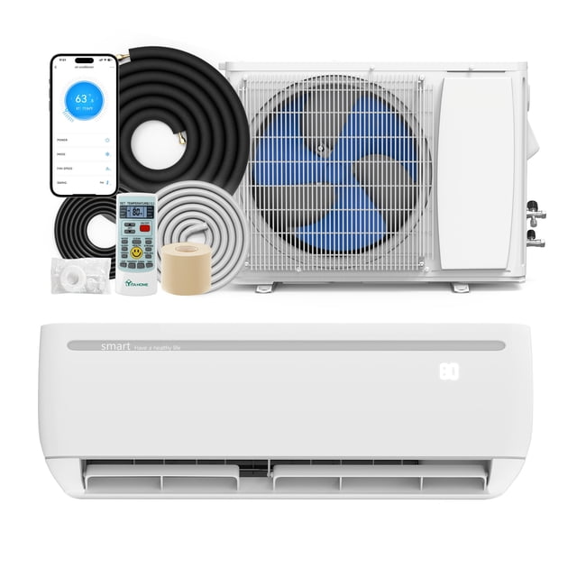 DEXTRUS Mini Split Air Conditioner 24000 BTU with Heat Pump, 18.5 SEER2 Ductless AC for 1500 Sq Ft, WiFi & Alexa Compatible, Includes Install Kit