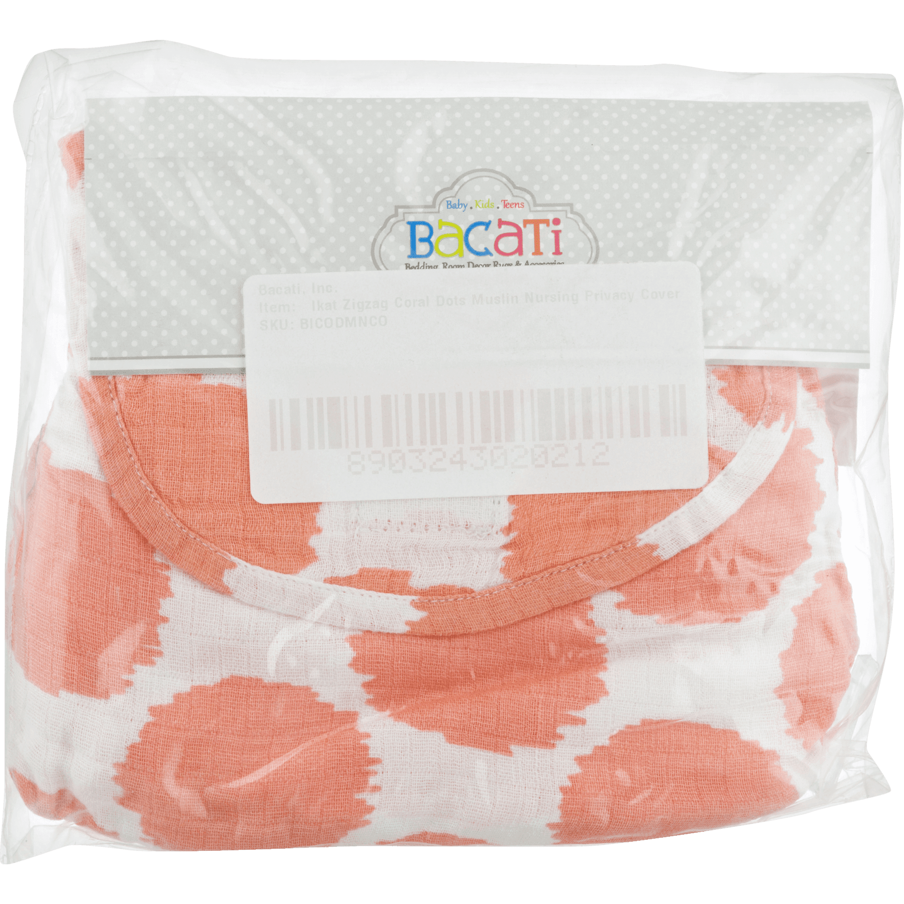 Bacati Muslin Nursing Privacy Cover, Ikat Zigzag Coral Dots