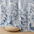 thumbnail image 3 of Bohogeo Linen Curtains for Living Room 84 inch Length Leaf Print Botanical Sheer Curtains Natural Texture Soft Touch Light Filtering Privacy Protect Drapes, Blue, 55" Wide, Set of 2 Panel, 3 of 6