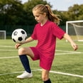 thumbnail image 4 of hengsof Kids Soccer Jersey Athletic Sports Shirt with Short Set Breathable Lightweight Training Uniform 4-14Y, 4 of 8