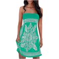 thumbnail image 1 of Fesfesfes Boho Robe pour les Femmes Plissé Tube Top Bustier Mini Robe Vintage Imprimé Floral Robe de Printemps Décontractée de la Robe de Plage Épaule, 1 of 5