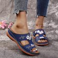 thumbnail image 2 of Leather Flower Embroidered Vintage Casual Soft Footbed Orthopedic Arch-support Sandals, 2 of 3