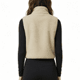 thumbnail image 3 of Cropped Fleece Vest Women Sleeveless Stand Collar Zip Up Sherpa Jacket Fall Winter Warm Coats Outerwear with Pockets, L, 3 of 3