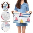 thumbnail image 5 of Yayeee Foldable Storage Basket for Shelves with Handles Waterproof Cloth Bins, Pink Hand Drawn Sailboats, 5 of 7