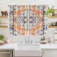 thumbnail image 2 of Orange Boho Kitchen Curtains 63 Inch Length, Vintage Ethnic Tribe Abstract Art Grommet Top Bedroom Living Room Curtains, Light Filtering Cafe Curtain Drapes 2 Panels Set 104''x63'', 2 of 9