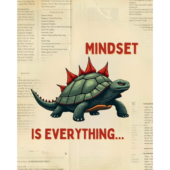 FlexiPrints - 8x10 Inches “Mindset is Everything” Wall Art (Turtle) - Minimalist Typography Print - Modern Home & Office Decor - Unframed Poster