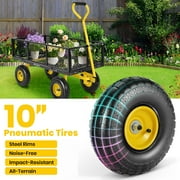 GVDV Heavy Duty Steel Garden Cart with Liner, 40 x 20, 660lbs Capacity, 10 Wheel, Utility Cart for Yard Work Hauling and Outdoor Use, Black/Yellow