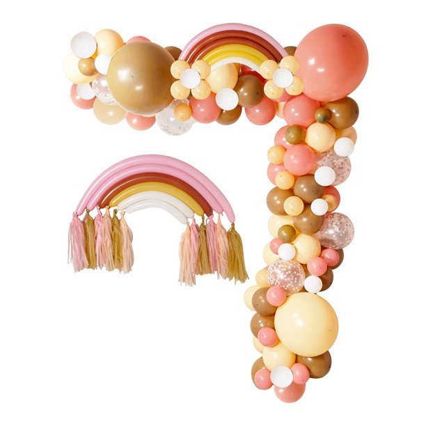 Boho Rainbow Balloon Garland Arch Kit, Blush Nude Dusty Pink Brown