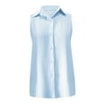 thumbnail image 5 of Pxiakgy Womens Sleeveless Button Down Shirt V Neck Casual Classic Collared Blouses Solid Basic Summer Work Office Tank Top Sleeveless Tops V Neck Vest Summer Fashion Top Light Blue L, 5 of 5