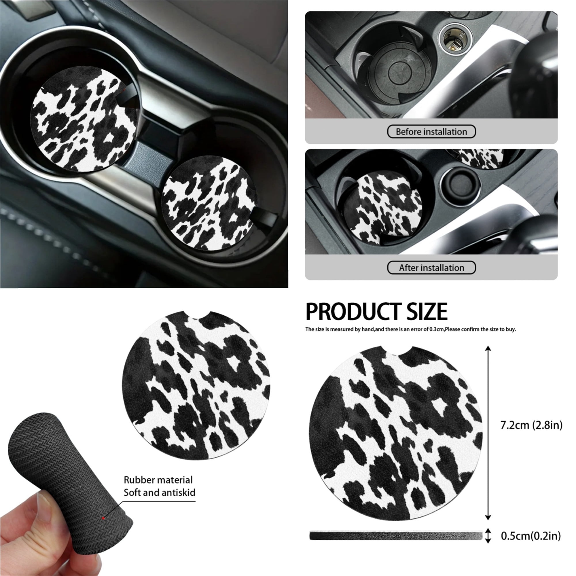 Yuyamidu Cow Print Car Seat Cover for SUV Truck Sedan Steering Wheel Cover Seat Belt Strap Pad Trash Bag Hanging Air Vent Storage Bag Rearview Mirror Accessory Cup Holder Key Chain 15 Pieces