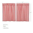 thumbnail image 3 of VHC Brands Annie Buffalo Check Cotton Farmhouse Kitchen Curtains Rod Pocket Hanging Loops 36x36 Tier Pair, Red, 3 of 8