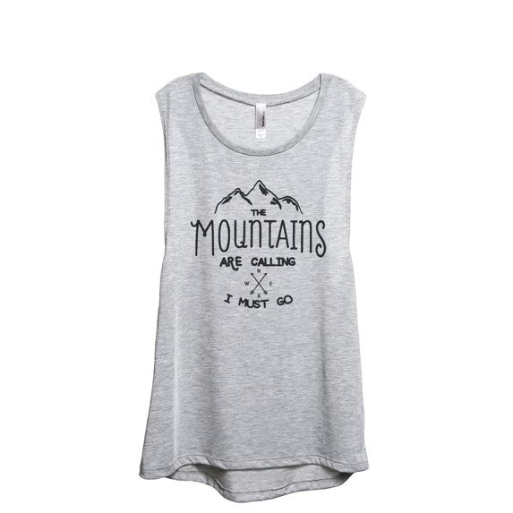 The Mountains Are Calling I Must Go Women's Fashion Sleeveless Muscle Workout Yoga Tank Top Sport Grey Medium