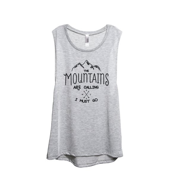 The Mountains Are Calling I Must Go Women's Fashion Sleeveless Muscle Workout Yoga Tank Top Sport Grey Medium