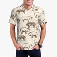thumbnail image 5 of Yiaed Vintage Farm PigsPrint Men's Short Sleeve Polo Shirt,Golf Polo for Men Three-Button Golf Shirt Athletic Casual Collared T-Shirt- Large, 5 of 7
