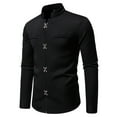 thumbnail image 2 of safuny Men's Long Sleeve Shirt Renaissance Crewneck Shirt Slim Novelty Button Vintage Top​ Black S, 2 of 8