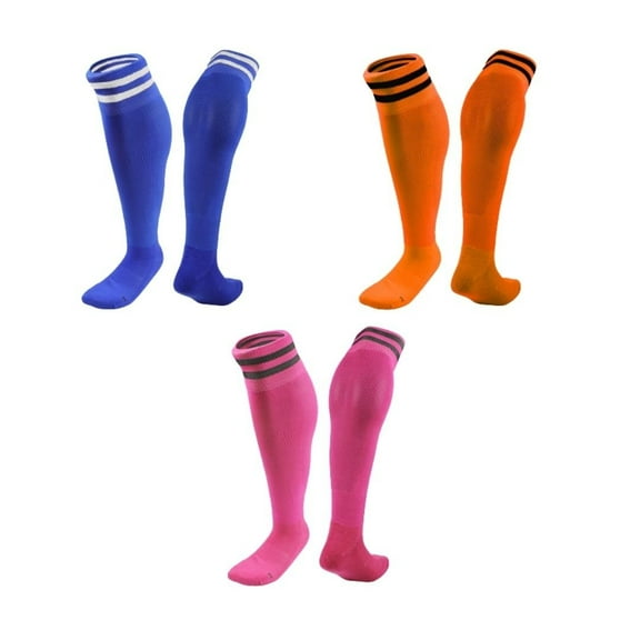 Lian LifeStyle 3 Pairs Knee High Sports Socks for Soccer, Softball, Baseball, Soccer, and Many Other Sports XL002 Size XXS Blue,Orange,Rose