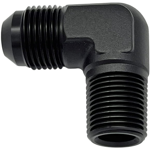 Coude en Aluminium Noir de 90 Degrés -6 AN6 Évasement Mâle à 1/8" Connecteur Adaptateur de Filetage Mâle