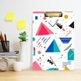 thumbnail image 2 of FORMRS Acrylic Clipboard with Low Profile Clip Standard A4 Letter Size, 12.5" x 9", Green Retro Triangles, 2 of 8