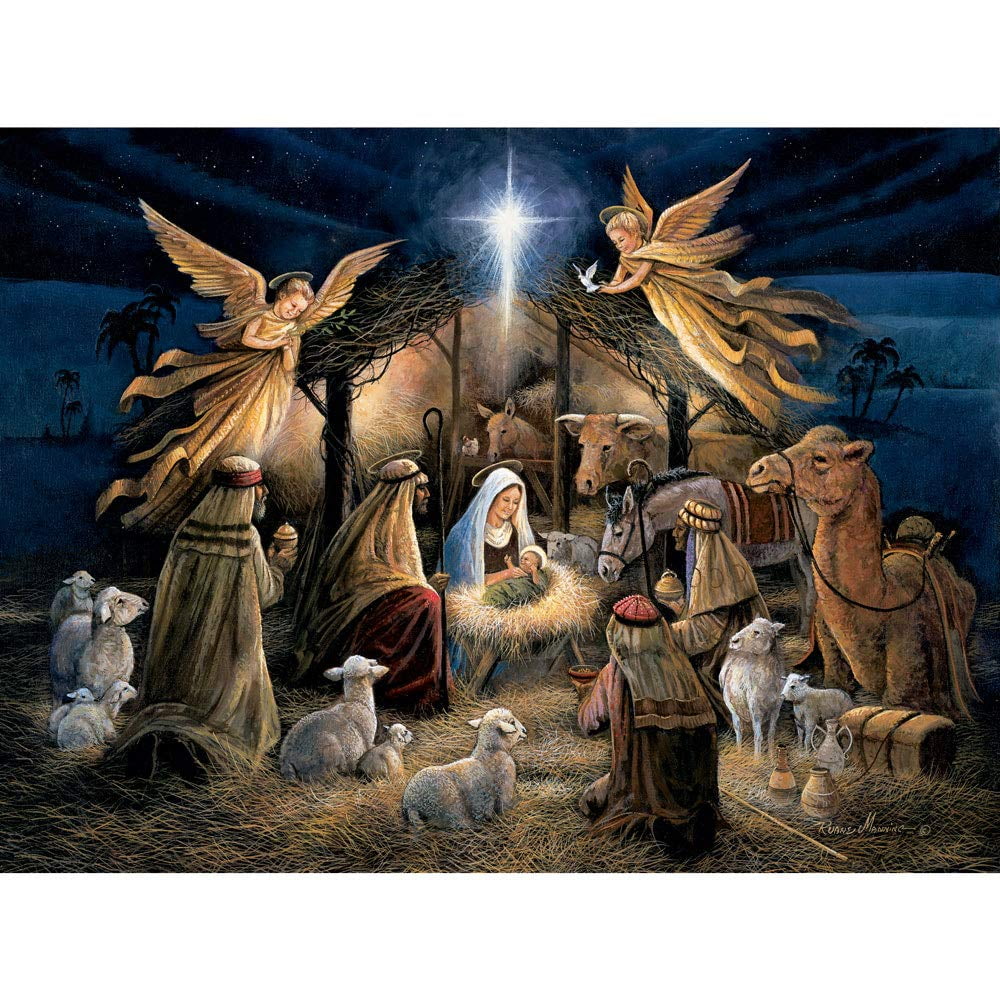 Bits and Pieces Jigsaw Puzzles Bible Nativity 1000 Piece Set of Three 20" x 27"