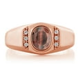 thumbnail image 3 of Gem Stone King 1.31 Ct Red Tiger Eye White Created Sapphire 18K Rose Gold Plated Silver Dad Father's Day Gift Men's Ring, 3 of 6